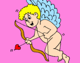 Disegno Cupido con grandi ali  pitturato su Chiara c