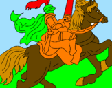 Disegno Cavaliere a cavallo pitturato su riccardo