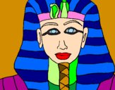 Disegno Tutankamon pitturato su brunella 