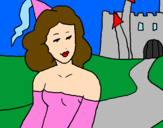 Disegno Principessa e castello  pitturato su erikuccia:)kikka93