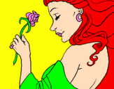 Disegno Principessa con una rosa pitturato su Elisa