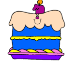 Disegno Torta di compleanno  pitturato su NINA