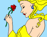 Disegno Principessa con una rosa pitturato su DIEGO E ALE