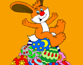 Disegno Coniglio di Pasqua pitturato su dany