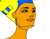 Disegno Busto di Nefertiti  pitturato su sakina