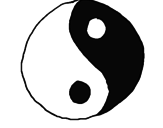 Disegno Yin e yang pitturato su ciccio