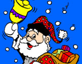 Disegno Babbo Natale con la sua campana  pitturato su itaria