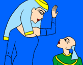 Disegno Madre e figlio egiziani pitturato su ale