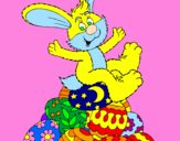 Disegno Coniglio di Pasqua pitturato su sara