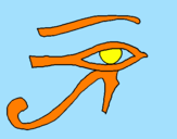 Disegno Occhio di Horus  pitturato su orestas