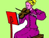 Disegno Dama violinista  pitturato su rossella