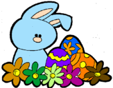 Disegno Coniglietto di Pasqua  pitturato su Dani