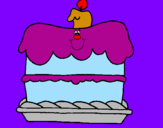 Disegno Torta di compleanno  pitturato su tommaso 