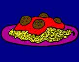 Disegno Spaghetti al ragù  pitturato su bellissima