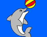 Disegno Delfino con una palla  pitturato su bbbbbbbbbbbbbbbbbbbb