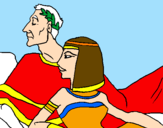 Disegno Cesare e Cleopatra  pitturato su pio
