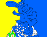 Disegno Coniglio di Pasqua pitturato su sofia