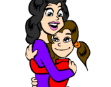 Disegno Madre e figlia abbracciate pitturato su giula verdone