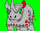 Disegno Rinoceronte  pitturato su kevin