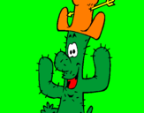 Disegno Cactus con il cappello  pitturato su mattia   