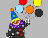 Disegno Pagliaccio con palloncini  pitturato su giacomo