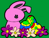 Disegno Coniglietto di Pasqua  pitturato su cancer