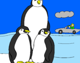 Disegno Famiglia pinguino  pitturato su ben 10 alien fors