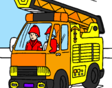 Disegno Camion dei Pompieri  pitturato su fabrizio