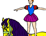 Disegno Trapezista in groppa al cavallo pitturato su SARA