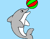 Disegno Delfino con una palla  pitturato su maria aurora