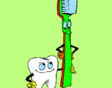 Disegno Molare e spazzolino da denti pitturato su simona