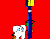 Disegno Molare e spazzolino da denti pitturato su ANDREA
