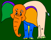 Disegno Elefante felice  pitturato su giovanni sannino