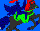 Disegno Cavaliere a cavallo pitturato su domi