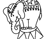 Disegno Elefante in scena  pitturato su zira