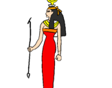 Disegno Hathor pitturato su lili