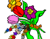 Disegno Mazzo di fiori pitturato su ilenia