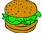 Disegno Hamburger completo  pitturato su rubens