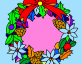 Disegno Corona di fiori augurale pitturato su leo