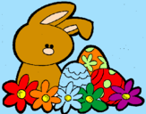 Disegno Coniglietto di Pasqua  pitturato su Ciccio05