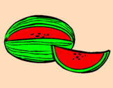 Disegno Melone  pitturato su filomena