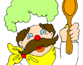 Disegno Chef con i baffi  pitturato su DANIEL