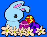 Disegno Coniglietto di Pasqua  pitturato su alice