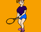 Disegno Ragazza che gioca a tennis  pitturato su simone