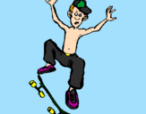 Disegno Skateboard pitturato su Debba