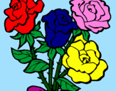 Disegno Mazzo di rose  pitturato su malù