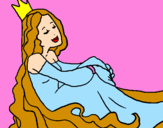 Disegno Principessa rilassata  pitturato su giulia