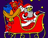 Disegno Babbo Natale alla guida della sua slitta pitturato su thimotee