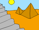 Disegno Piramidi pitturato su sofia stentella