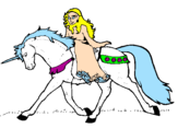 Disegno Principessa a cavallo di unicorno  pitturato su francesca